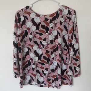 Floral Mauve Business Casual Ann Taylor Factory Blouse